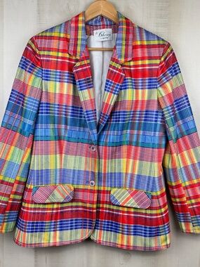 VTG 1970s Choice by Butte Women’s Colorful Plaid Blazer Union Made In USA Medium